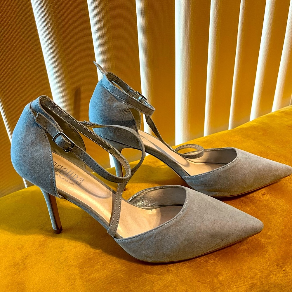 Light gray size 10 strap heels